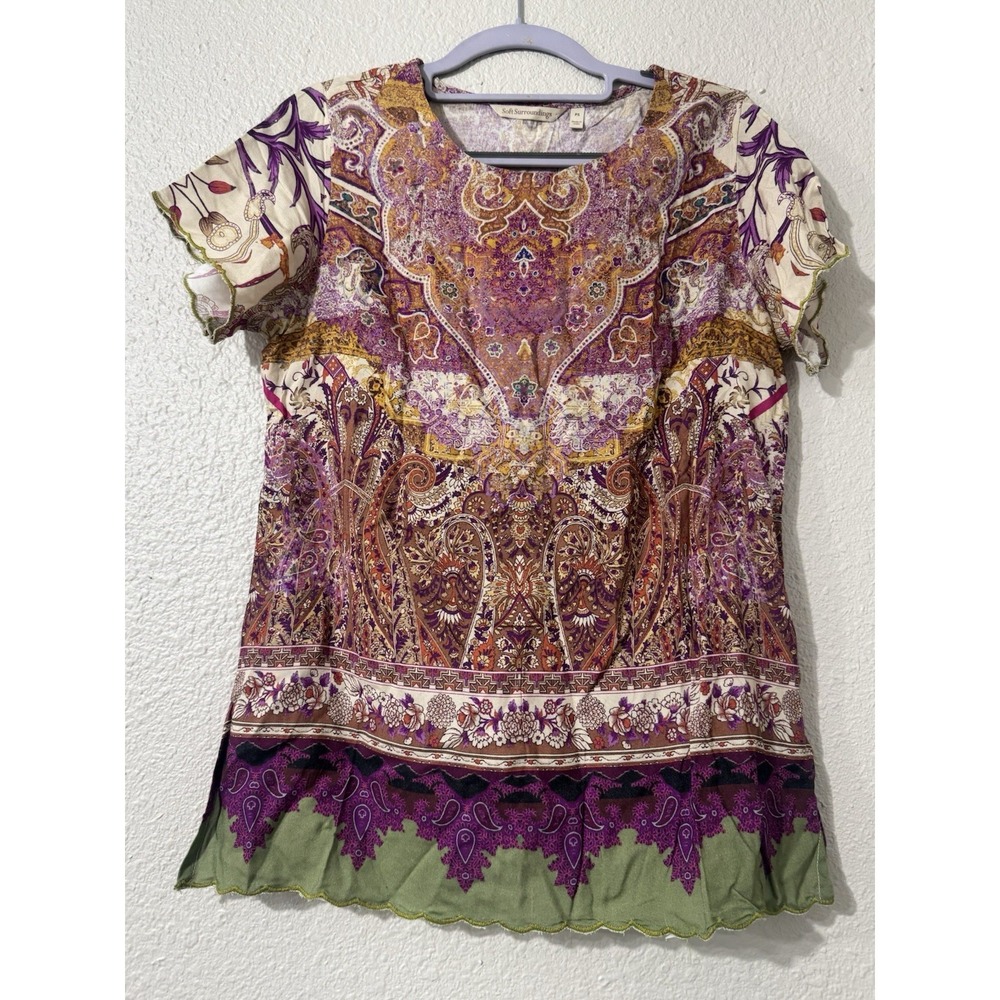 Soft Surroundings Petite Small Top Boho Earthy Floral New